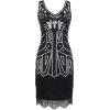 imageBABEYOND Womens Flapper Dresses 1920s V Neck Beaded Fringed Great Gatsby DressBlack