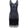 imageBABEYOND Womens Flapper Dresses 1920s V Neck Beaded Fringed Great Gatsby DressBlack With Colorful Sequins