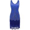 imageBABEYOND Womens Flapper Dresses 1920s V Neck Beaded Fringed Great Gatsby DressBlue