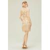 imageBABEYOND Womens Flapper Dresses 1920s V Neck Beaded Fringed Great Gatsby DressChampagne  Gold