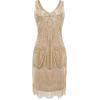 imageBABEYOND Womens Flapper Dresses 1920s V Neck Beaded Fringed Great Gatsby DressChampagne  Gold