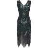 imageBABEYOND Womens Flapper Dresses 1920s V Neck Beaded Fringed Great Gatsby DressDark Green
