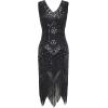 imageBABEYOND Womens Flapper Dresses 1920s V Neck Beaded Fringed Great Gatsby DressGlam Black