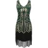 imageBABEYOND Womens Flapper Dresses 1920s V Neck Beaded Fringed Great Gatsby DressGold  Dark Green