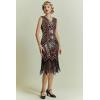 imageBABEYOND Womens Flapper Dresses 1920s V Neck Beaded Fringed Great Gatsby DressGold  Wine Red