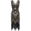imageBABEYOND Womens Flapper Dresses 1920s V Neck Beaded Fringed Great Gatsby DressGold