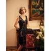 imageBABEYOND Womens Flapper Dresses 1920s V Neck Beaded Fringed Great Gatsby DressGold Black