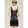 imageBABEYOND Womens Flapper Dresses 1920s V Neck Beaded Fringed Great Gatsby DressGold Black
