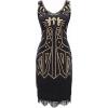 imageBABEYOND Womens Flapper Dresses 1920s V Neck Beaded Fringed Great Gatsby DressGold Black