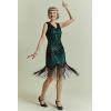 imageBABEYOND Womens Flapper Dresses 1920s V Neck Beaded Fringed Great Gatsby DressGreen