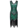 imageBABEYOND Womens Flapper Dresses 1920s V Neck Beaded Fringed Great Gatsby DressGreen
