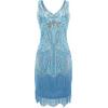 imageBABEYOND Womens Flapper Dresses 1920s V Neck Beaded Fringed Great Gatsby DressLight Blue