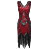 imageBABEYOND Womens Flapper Dresses 1920s V Neck Beaded Fringed Great Gatsby DressRed