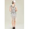 imageBABEYOND Womens Flapper Dresses 1920s V Neck Beaded Fringed Great Gatsby DressSilver
