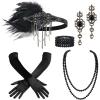 imageBABEYOND 1920s Accessories for Women  Flapper Feather Headband Headpiece for Women Pearl Bracelet Necklace GlovesBlack Gold