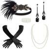 imageBABEYOND 1920s Accessories for Women  Flapper Headpiece Great Gatsby Accessories for Women Pearl Bracelet Necklace GlovesBlack Gold