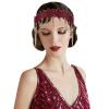 imageBABEYOND 1920s Flapper Headpiece Roaring 20s Headband Great Gatsby Headband Chain for Women Vintage Hair AccessoryRed