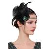 imageBABEYOND 1920s Headpiece Flapper Headband Rhinestone Pearl Feather Hair Band Great Gatsby Headpiece Accessoreis for WomenGreen