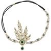 imageBABEYOND Art Deco 1920s Flapper Great Gatsby Inspired Leaf Medallion Pearl Headpiece Headband GoldGreen