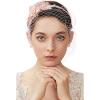 imageBABEYOND Bridal Wedding Veil Fascinator Mesh Lace Headband Tea Party Flower Fascinator Funeral Hats for WomenNude Pink