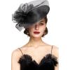 imageBABEYOND Derby Hats for Women  Fascinators Tea Party Hats Headband Fascinator Wedding Cocktail Organza FlowerBlack