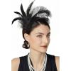imageBABEYOND Fascinator Hat Feather Fascinator Hair Clip Tea Party Pillbox Derby Hat Fascinator Headband for Bridal WeddingBlack