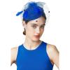 imageBABEYOND Fascinator Hat Veil Feather Fascinators Hair Clip Tea Party Pillbox Derby Hat Fascinator Bridal WeddingBlue