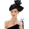 imageBABEYOND Fascinator Hat for Women Tea Party Derby Hat Mesh Cocktail Pillbox Hat Bridal Wedding HeadpieceBlack
