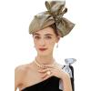imageBABEYOND Fascinator Hat for Women Tea Party Derby Hat Mesh Cocktail Pillbox Hat Bridal Wedding HeadpieceChampagne