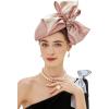 imageBABEYOND Fascinator Hat for Women Tea Party Derby Hat Mesh Cocktail Pillbox Hat Bridal Wedding HeadpieceNude Pink