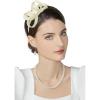 imageBABEYOND Fascinator Headband for Women  Tea Party Kentucky Bow Headband Derby Bridal Wedding Daily Headpiece with Hair ClipBeige
