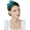 imageBABEYOND Fascinator Headband for Women  Tea Party Kentucky Bow Headband Derby Bridal Wedding Daily Headpiece with Hair ClipDark Teal