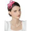 imageBABEYOND Fascinator Headband for Women  Tea Party Kentucky Bow Headband Derby Bridal Wedding Daily Headpiece with Hair ClipHot Pink