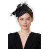imageBABEYOND Fascinators Hat Veil Feather Hair Clip Tea Party Kentucky Pillbox Derby Bridal for WeddingBlack
