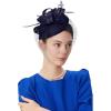 imageBABEYOND Fascinators Hat Veil Feather Hair Clip Tea Party Kentucky Pillbox Derby Bridal for WeddingDark Blue
