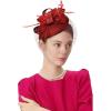 imageBABEYOND Fascinators Hat Veil Feather Hair Clip Tea Party Kentucky Pillbox Derby Bridal for WeddingRed