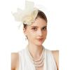 imageBABEYOND Fascinators Hats for Women  Mini Top Tea Party Hat Veil Feather Kentucky Fascinator Flower Mesh Hat Hair ClipBeige