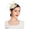 imageBABEYOND Fascinators Hats for Women  Tea Party Hat Kentucky Fascinator Derby Feather Flower Hair Clip Bridal WeddingBeige