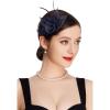 imageBABEYOND Fascinators Hats for Women  Tea Party Hat Kentucky Fascinator Derby Feather Flower Hair Clip Bridal WeddingNavy Blue