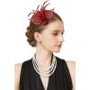 imageBABEYOND Fascinators Hats for Women  Tea Party Hat Kentucky Fascinator Derby Feather Flower Hair Clip Bridal WeddingRed