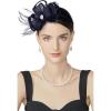 imageBABEYOND Fascinators Hats for Women  Tea Party Hats Fascinators Kentucky Headband Feather Derby Hat for Bridal WeddingNavy Blue