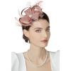 imageBABEYOND Fascinators Hats for Women  Tea Party Hats Fascinators Kentucky Headband Feather Derby Hat for Bridal WeddingNude Pink