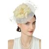 imageBABEYOND Fascinators Hats for Women  Tea Party Kentucky Fascinator Derby Church Hat Wedding Cocktail Headband with Hair ClipBeige