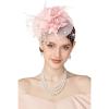 imageBABEYOND Fascinators Hats for Women  Tea Party Kentucky Fascinator Derby Church Hat Wedding Cocktail Headband with Hair ClipNude Pink