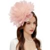imageBABEYOND Fascinators Hats for Women  Tea Party Kentucky Fascinator Derby Hat Mesh Flower Fluffy Headband with Hair ClipPink