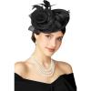 imageBABEYOND Fascinators Hats for Women  Tea Party Kentucky Fascinator Derby Pillbox Hat Mesh Feathers Headband with Hair ClipBlack