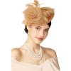 imageBABEYOND Fascinators Hats for Women  Tea Party Kentucky Fascinator Derby Pillbox Hat Mesh Feathers Headband with Hair ClipChampagne Gold