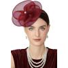 imageBABEYOND Fascinators Hats for Women  Tea Party Kentucky Hat Derby Headband Elegant Wedding Party Bride Hat with Hair ClipBurgundy