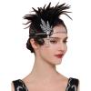 imageBABEYOND Flapper Headpiece for Women  1920s Headband Flapper Feather Headpiece Gatsby Headpiece Roaring 20s AccessoriesBlack