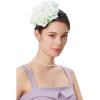 imageBABEYOND Floral Fascinators for Women Feather Fascinators Headband for Cocktail Tea PartyWhite